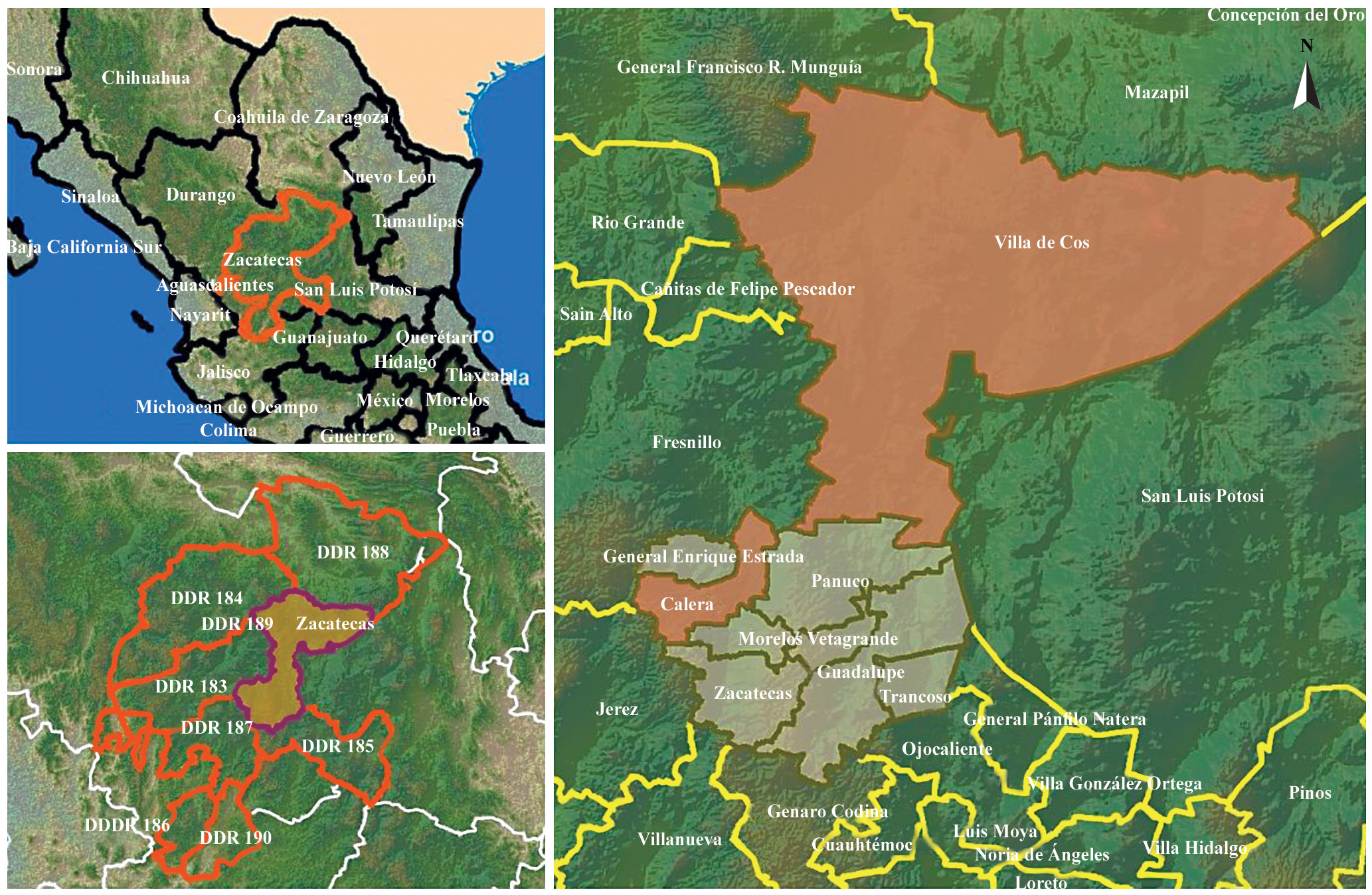 Localización geográfica del Distrito de Desarrollo Rural 189 Zacatecas.