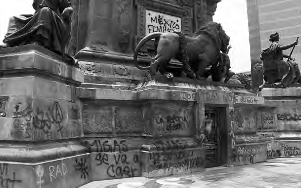 las protestas feministas en monumentos, México, 2019 | Tomada de: CNN Español