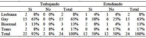 Situaci&oacute;n laboral y acad&eacute;mica por orientaci&oacute;n sexual de las personas entrevistadas