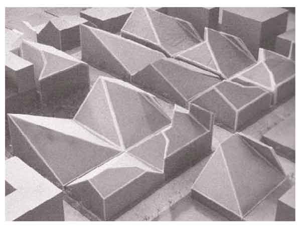 Diagrama que ilustra el concepto de envolvente solar. Ejercicio sobre la malla de los Ángeles, California (34° norte)