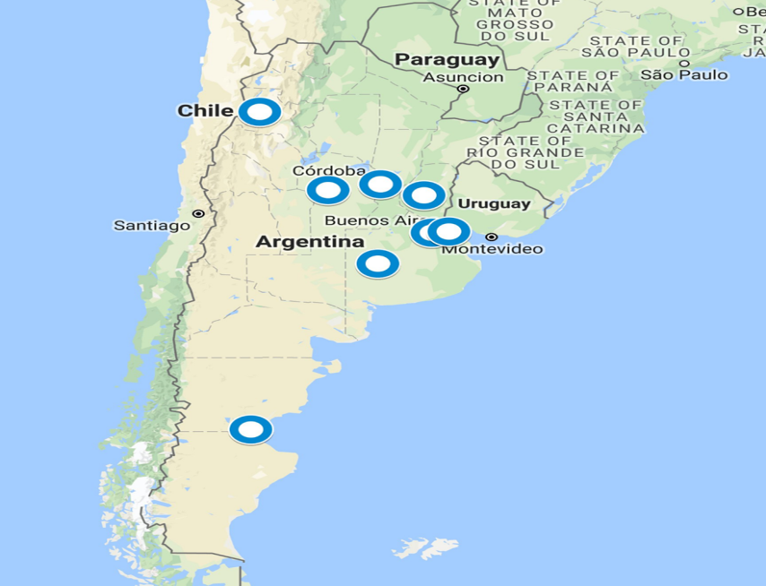 Cementerios recorridos en provincias de Argentina