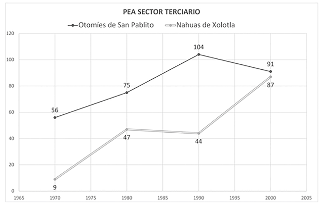 Población Económicamente Activa en el sector terciario