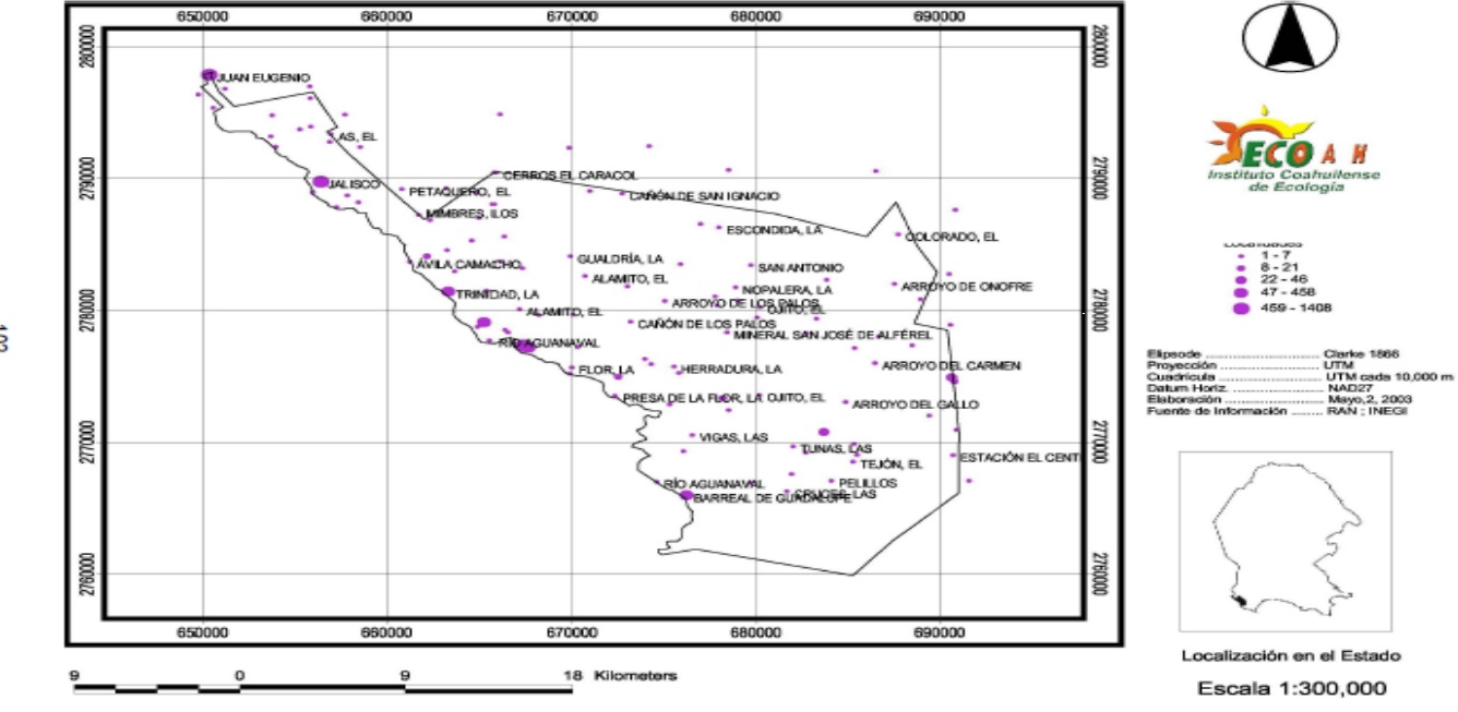 Ubicaci&oacute;n geogr&aacute;fica de la Reserva Ecol&oacute;gica
Municipal Sierra y Ca&ntilde;&oacute;n de Jimulco, municipio de Torre&oacute;n Coahuila, M&eacute;xico (REMSCJ).
