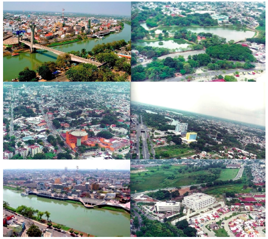 Paisaje urbano, ríos y pantanos en
Villahermosa