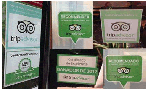 Calcomanas de TA de las ventanas de diferentes establecimientos en la ciudad de Buenos Aires