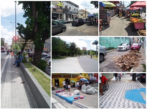 - Situação das calçadas ao longo do Centro de João Pessoa. Fonte: Autores (2018).