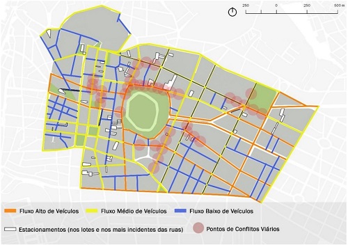- Mapa do fluxo de automóveis. Fonte: Elaborada pelos autores (2018).