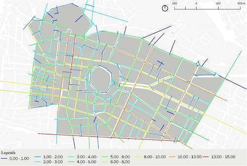 - Mapa axial de conectividade. Fonte: Elaborada pelos autores (2019).