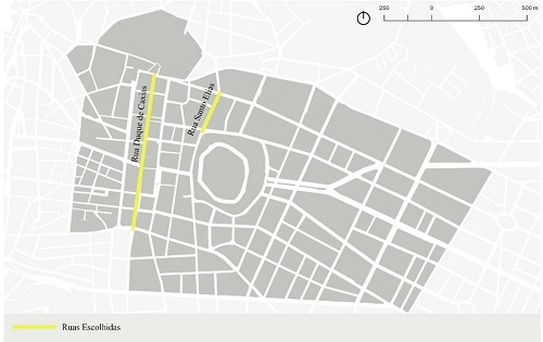 - Mapa de localização das avenidas selecionadas. Fonte: Elaborada pelos autores (2018).