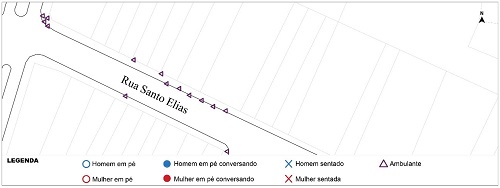 - Posição de todas as pessoas localizadas na área do P4 durante o dia. Fonte: Elaborada pelos autores (2019).