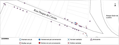 Figura 28 - Posição de todas as pessoas localizadas na área do P5 durante o dia. Fonte: elaborada pelos autores (2019).