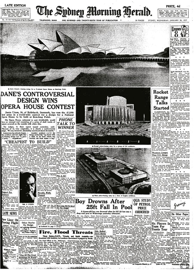 Portada del The Sydney Morning Herald, 30 ene., 1957. Figure 2. Cover of The Sydney Morning Herald, Jan. 30, 1957.