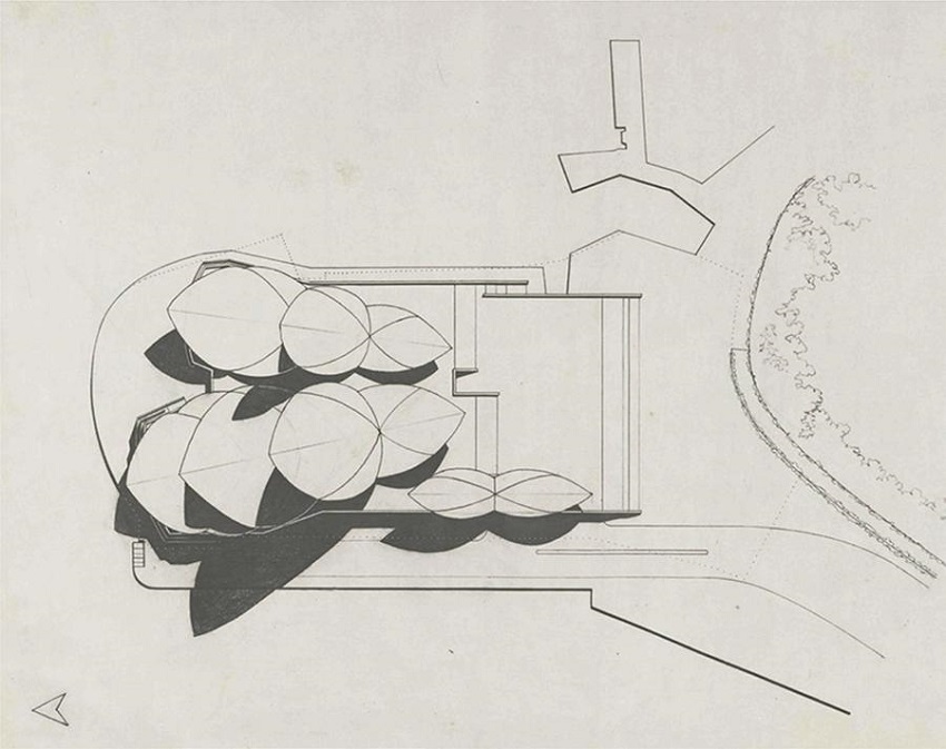 Jørn Utzon. Planta cubierta del edificio presentada en el concurso de la Casa de la Ópera. Enero 1957. Figure 3. Jørn Utzon. Roof plan building submitted to competition Opera House. January 1957.