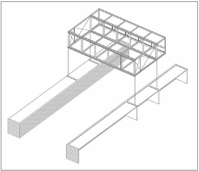 : Axonometric view of the Pabellón. (Source: Ferrer & Alarcia, 2014)