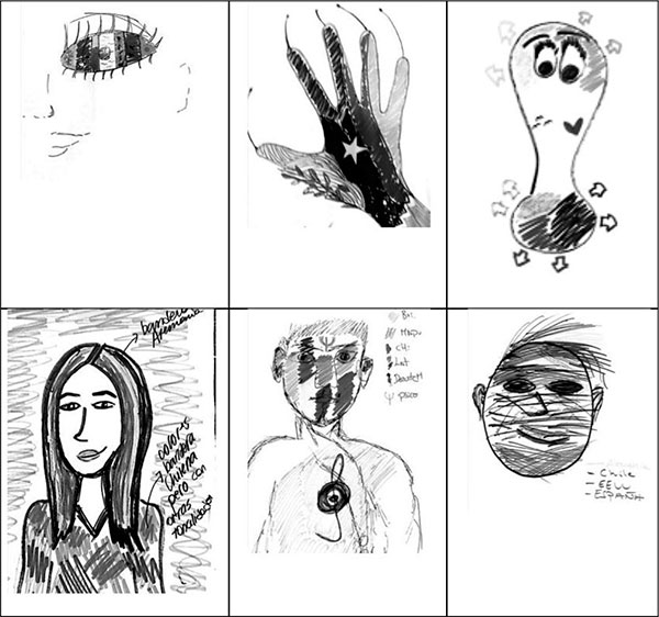 Autorretratos interculturales de voluntarios de YFU Chile (2014).  
