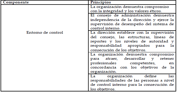 Relacin del entorno de
control con los principios