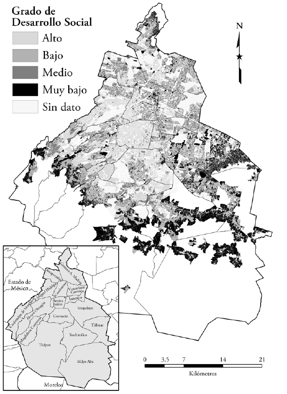 Índice de desarrollo social por manzana, 2010