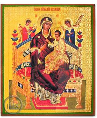 El icono original de la Madre de Dios, llamado “Vsetsaritsa (Pantanassa)” Iglesia del monasterio de Vatopedsk (Santo Monte Athos, Grecia). Se aprecia abultamiento en la región anterior del cuello tanto en la Virgen, como en El Niño y en los Ángeles, sugiriendo la presencia de bocio (imagen tomada de ref. 13).
