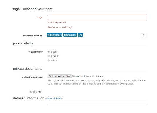 Creaci&oacute;n de etiquetas en Bibsonomy