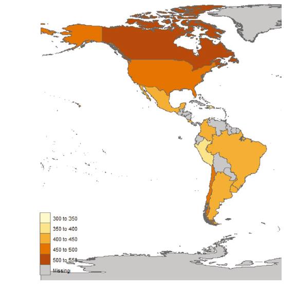 Promedio de pases Latinoamericanos en la prueba de Lectura, PISA 2015