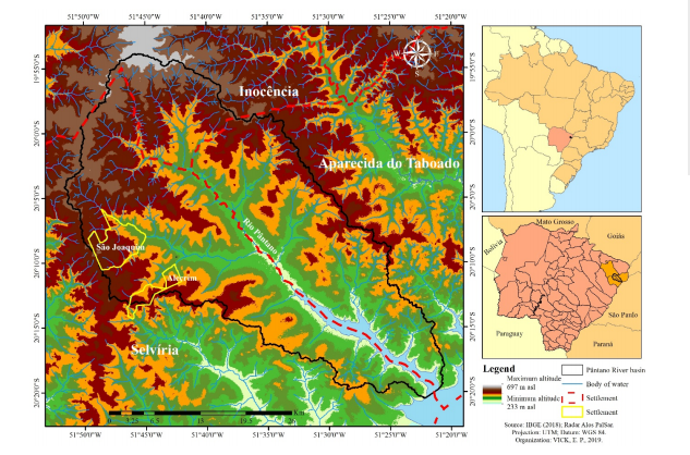 Location of the hydrographic basin of the P&acirc;ntano River (HBPR).
