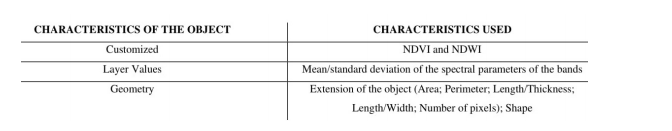 Parameters applied in the NN classification.
