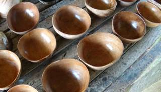 Fase intermediária de
produção - diferentes tamanhos de cuias
