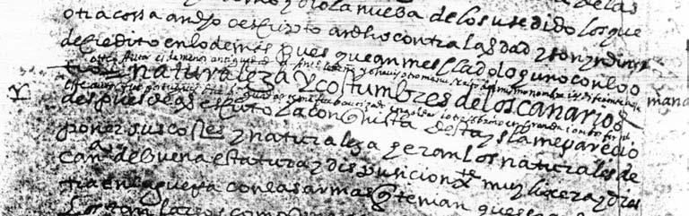 Manuscrito B1. Notas de Marín al final del texto
histórico y comienzo del etnográfico (h. 14v).