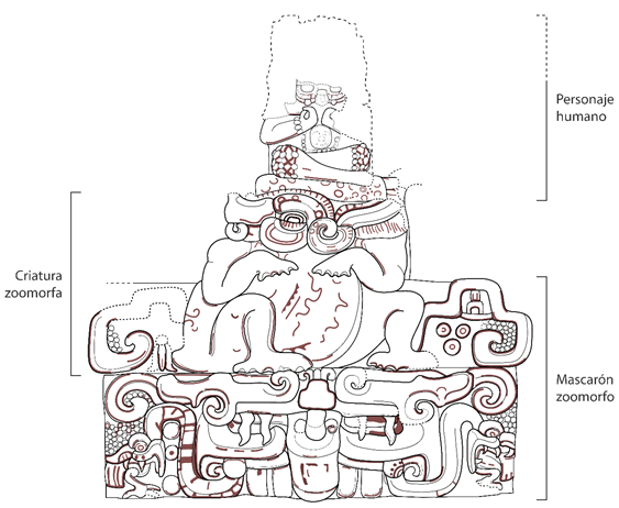 Segmento 2 del friso de Balamkú. Dibujo de Daniel Salazar.