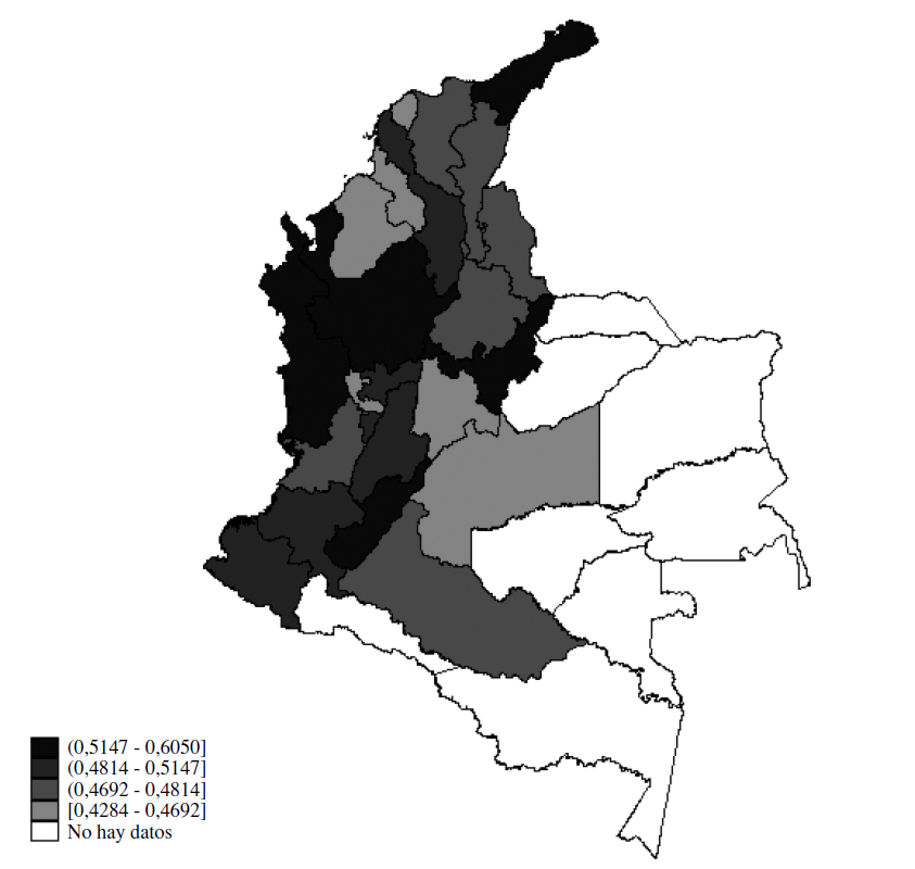 Coeficiente de Gini en Colombia por departamentos