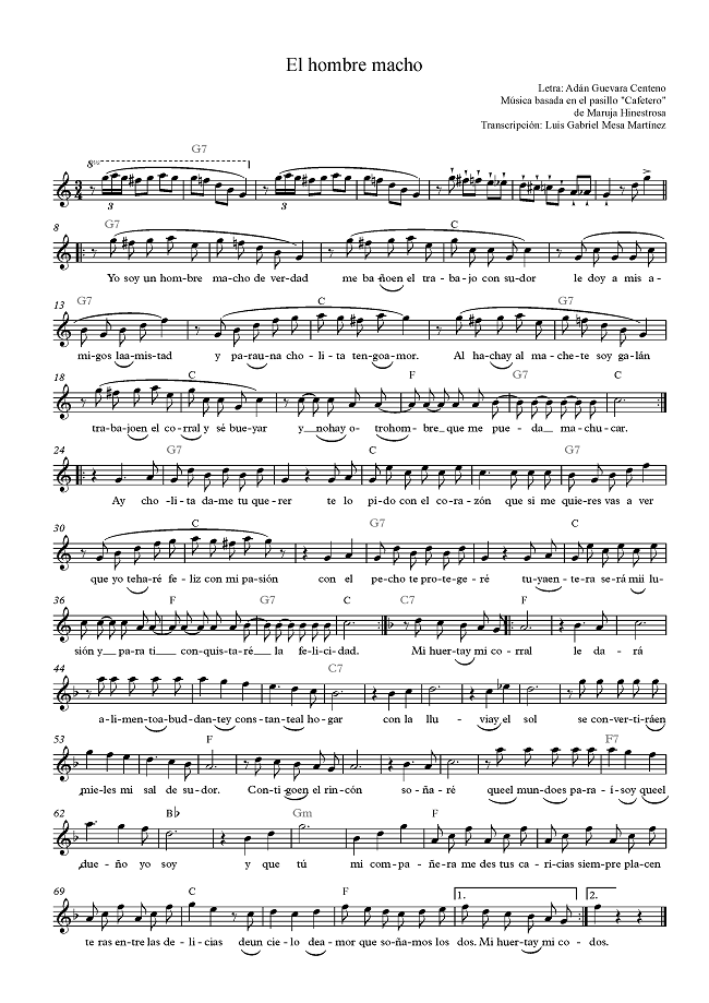 Transcripci&oacute;n de El hombre macho.
