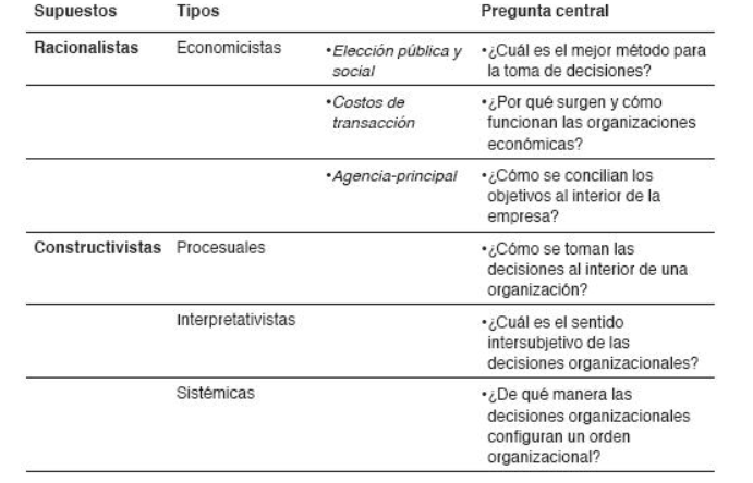Perspectivas teoricas sobre desciciones organizacionales  