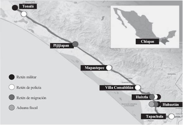 Principales retenes militares en Chiapas