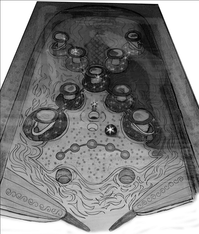 Tablero del juego del flipper. Realizado por Diego Arriagada.