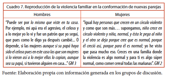 Reproducción de la violencia familiar en la
  conformación de nuevas parejas