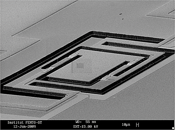 A microscanner 2D fabricated on standard silicon wafe