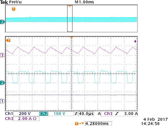 Experimental waveforms of qSBI (ch1:
Capacitor voltage, ch2: DC bus voltage, ch3: Inductor current).