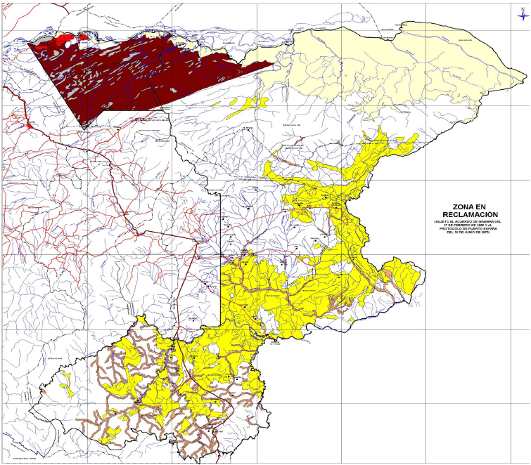 Ubicación del oro de veta (amarillo) y de aluvión (marrón claro)
en la Reserva Forestal Imataca (MARN-UCV, 2003)