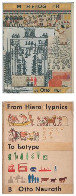 Distintas portadas del libro From Hieroglyphics to Isotype. Otto and Marie Neurath Isotype Collection, Department of Typography & Graphic Communication, University of Reading, IC 3.2/87.