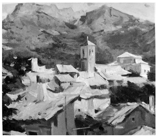 Maruja Bardasano, Cercedilla, s.f., óleo sobre lienzo, 50 x 61 cm. Colección particular.