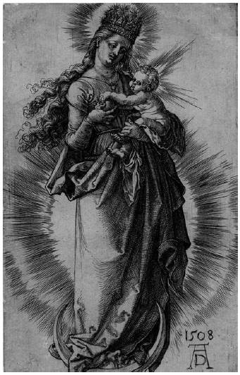Alberto Durero, La Virgen con el Niño, grabado, 1508. Staatliche Museen, Berlín, Gabinete de Estampas.