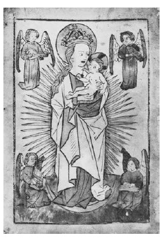 Anónimo, La Virgen y el Niño en gloria, coronada por ángeles, xilografía, siglo XV. Londres, Colección Fotográfica Warburg Institute.