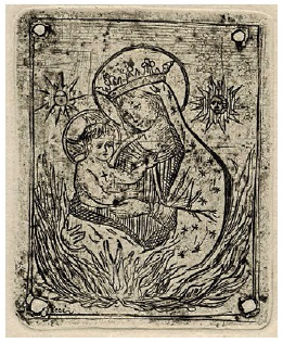 Anónimo, La Virgen con el Niño, xilografía, siglo XV. Londres, British Museum. CC-BY-NCSA 4.0.