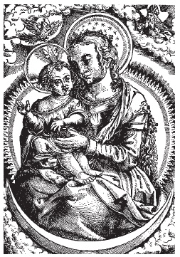 Hans Sebald Beham, La Virgen y el Niño, grabado en metal, siglo XVI. Londres, Colección Fotográfica Warburg Institute.