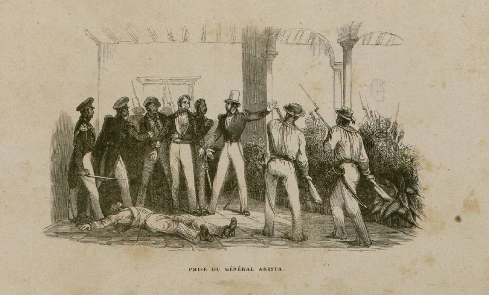 Petros Pharamond Blanchard, Prise du Général Arista, 1839, grabado tomado de San Juan de Ulúa ou Relation de L’expédition Française au Mexique (París: Gide, 1830), 371. 