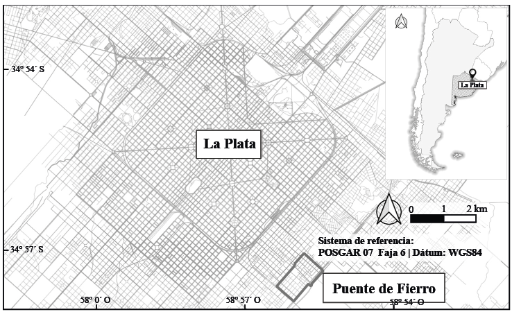 Localizaci&oacute;n del barrio Puente de Fierro, La Plata, Argentina.