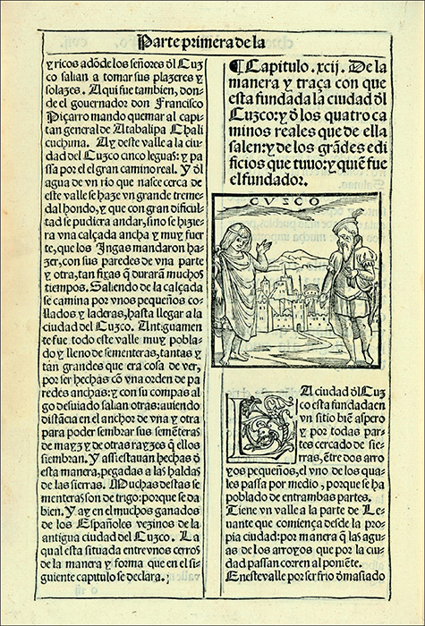 Folio 108 de la “Primera parte de la crónica del Perú” (1553) de Pedro Cieza de León. Cortesía de la John Carter Brown Library, Providence, Rhode Island.
