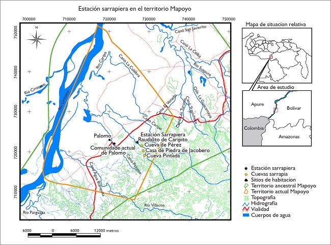 Ubicación de estación sarrapiera en el territorio mapoyo.