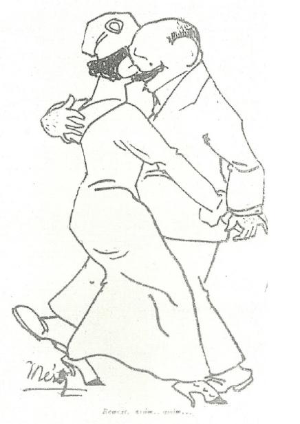 [Remexe... assim... assim]. O casal presidencial dançando “O corta-jaca político” nas páginas de A Rua, n. 17, 4/11/1914