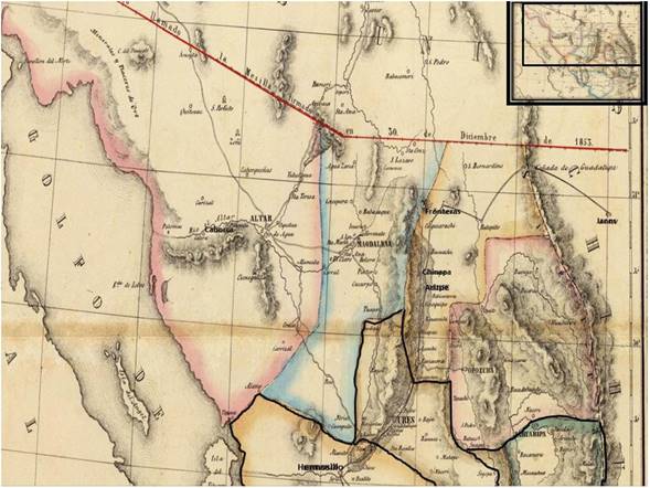 Asentamientos asolados por incursiones apaches a Sonora.